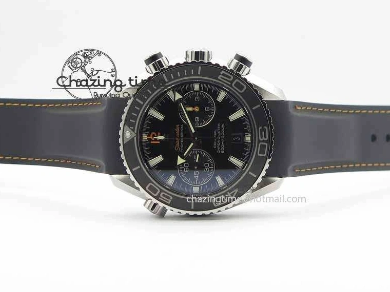 0131 Planet Ocean Master Chrono 45mm SS OM 1:1 Best Edition Black Dial Orange 12 On Rubber Strap A Durable 8169